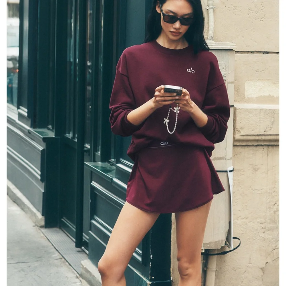 💜ALO💜 BURGUNDY Match Point Tennis Skirt - Picture 4 of 8